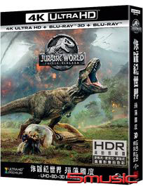 侏羅紀世界：殞落國度-(UHD+BD 4碟精裝鐵盒)